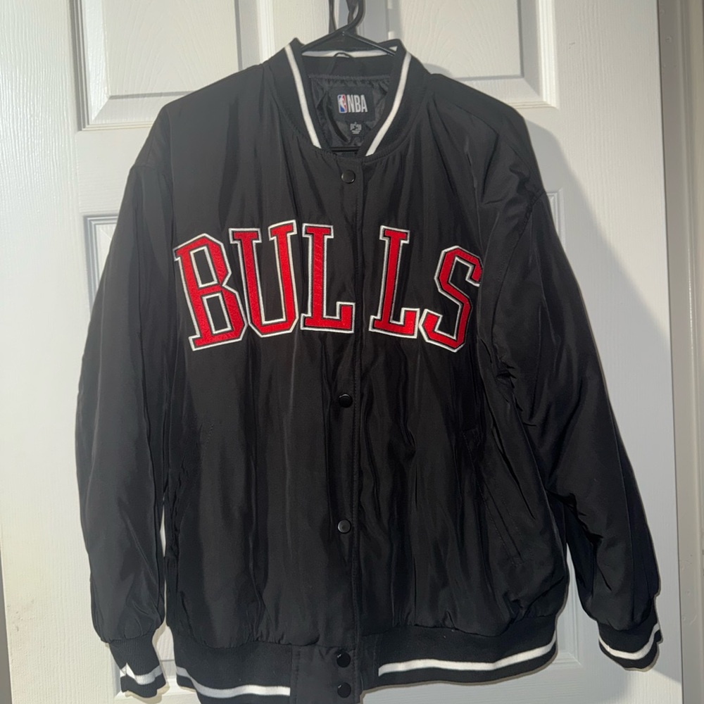 NBA Bulls Black Jacket with Red and White Accents
